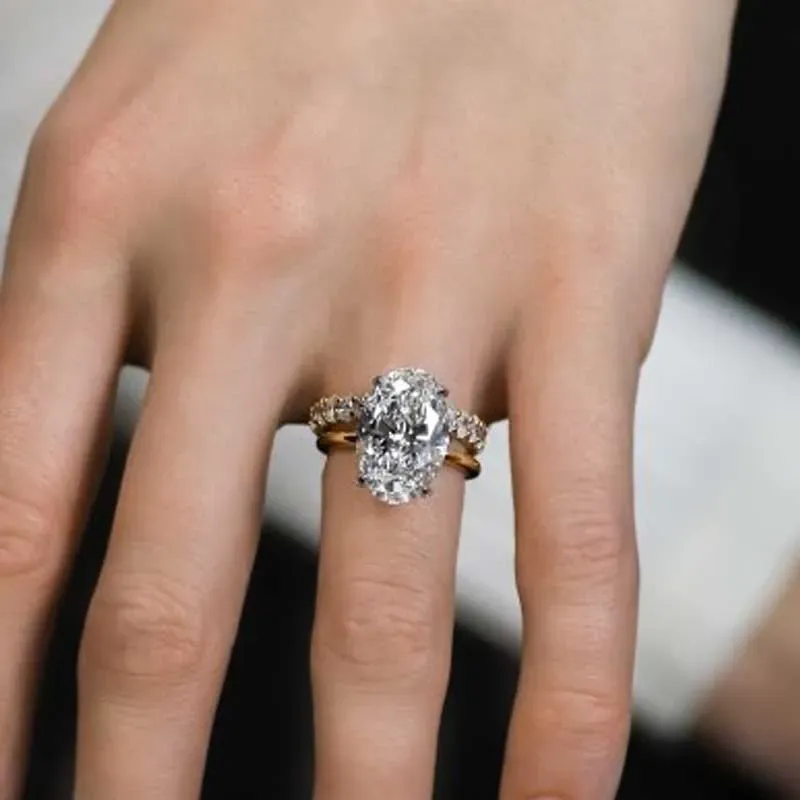 Luxury Yellow Gold Oval Cut 2PC Wedding Ring Set In Sterling Silver-Sterling Silver-lornajewelry