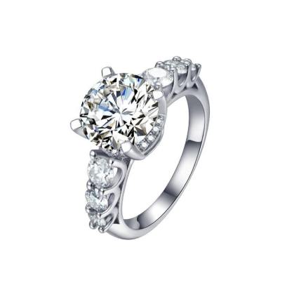 3Ct Moissanite Seven Stone Round Cut Sterling Silver Engagement Ring-Sterling Silver-lornajewelry