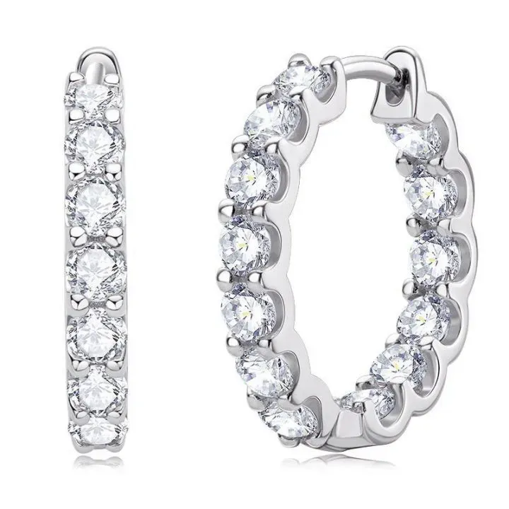 2.6Ct Moissanite Full Pave Huggie Earrings
