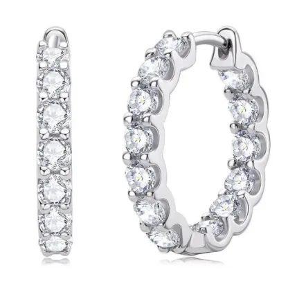 2.6Ct Moissanite Full Pave Huggie Earrings