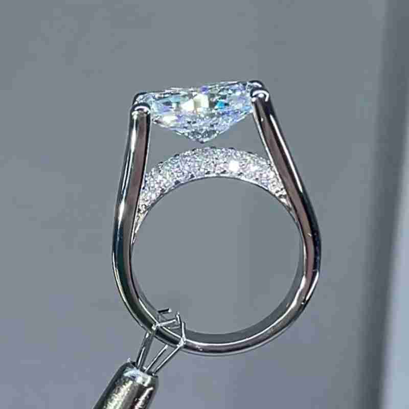 4Ct Oval Cut Vintage Sterling Silver Engagement Ring-Sterling Silver-lornajewelry