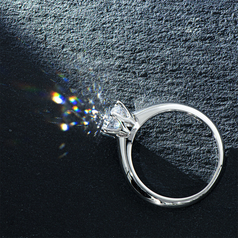 1Ct/2Ct/3Ct/5Ct Moissanite Classic Solitaire Six-Prong Sterling Silver Engagement Ring-Sterling Silver-lornajewelry