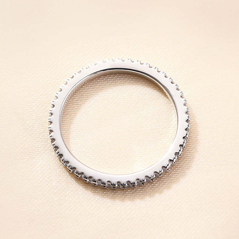 Round Full Eternity Sterling Silver Wedding Band Stackable Ring-Sterling Silver-lornajewelry