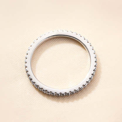 Round Full Eternity Sterling Silver Wedding Band Stackable Ring-Sterling Silver-lornajewelry