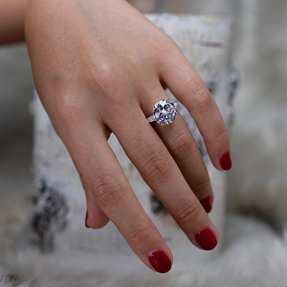 6Ct Luxury Three Stone Round Cut Engagement Ring-Sterling Silver-lornajewelry