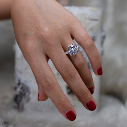 6Ct Luxury Three Stone Round Cut Engagement Ring-Sterling Silver-lornajewelry