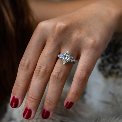 4Ct Marquise Cut Three Stone Engagement Ring In Sterling Silver