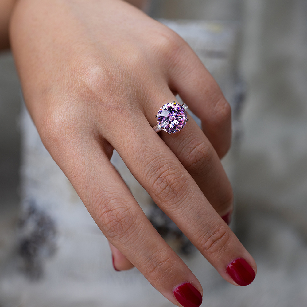 6Ct Luxury Three Stone Round Cut Engagement Ring-Sterling Silver-lornajewelry