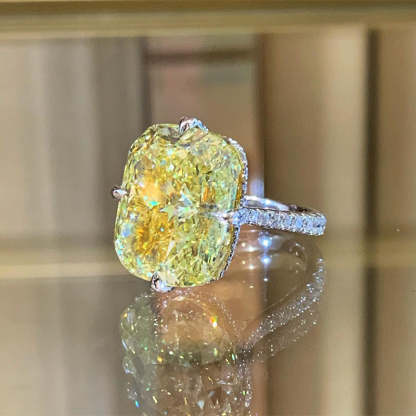 6Ct Yellow Sapphire Radiant Cut Elegant Engagement Ring-Sterling Silver-lornajewelry