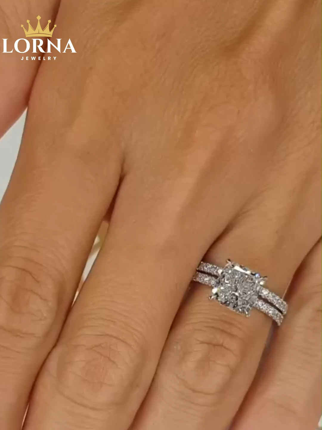 Stunning 3.0 Carat Cushion Cut Wedding Set