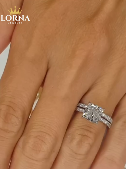 Stunning 3.0 Carat Cushion Cut Wedding Set