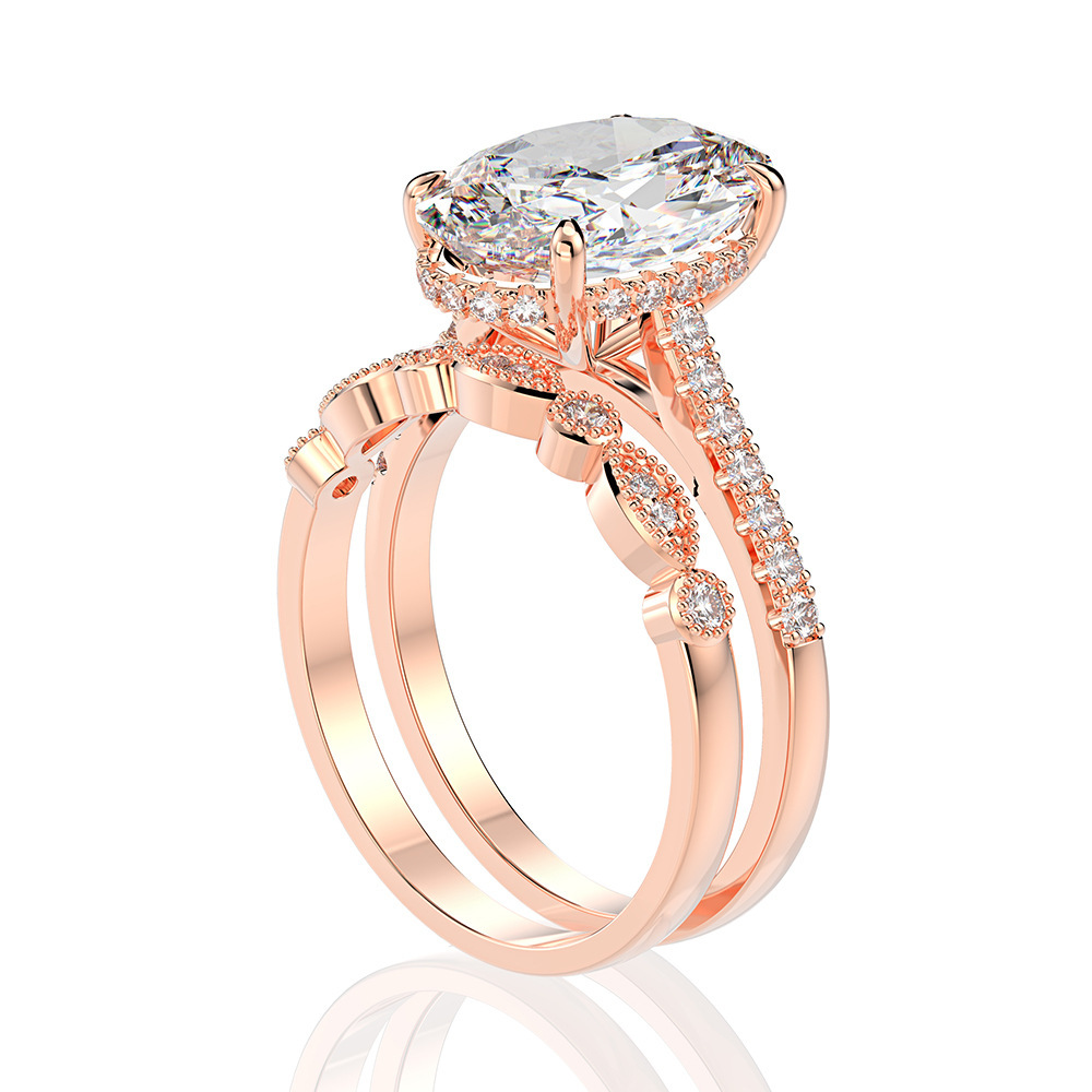 5Ct Stunning Oval Cut Wedding Set In Sterling Silver