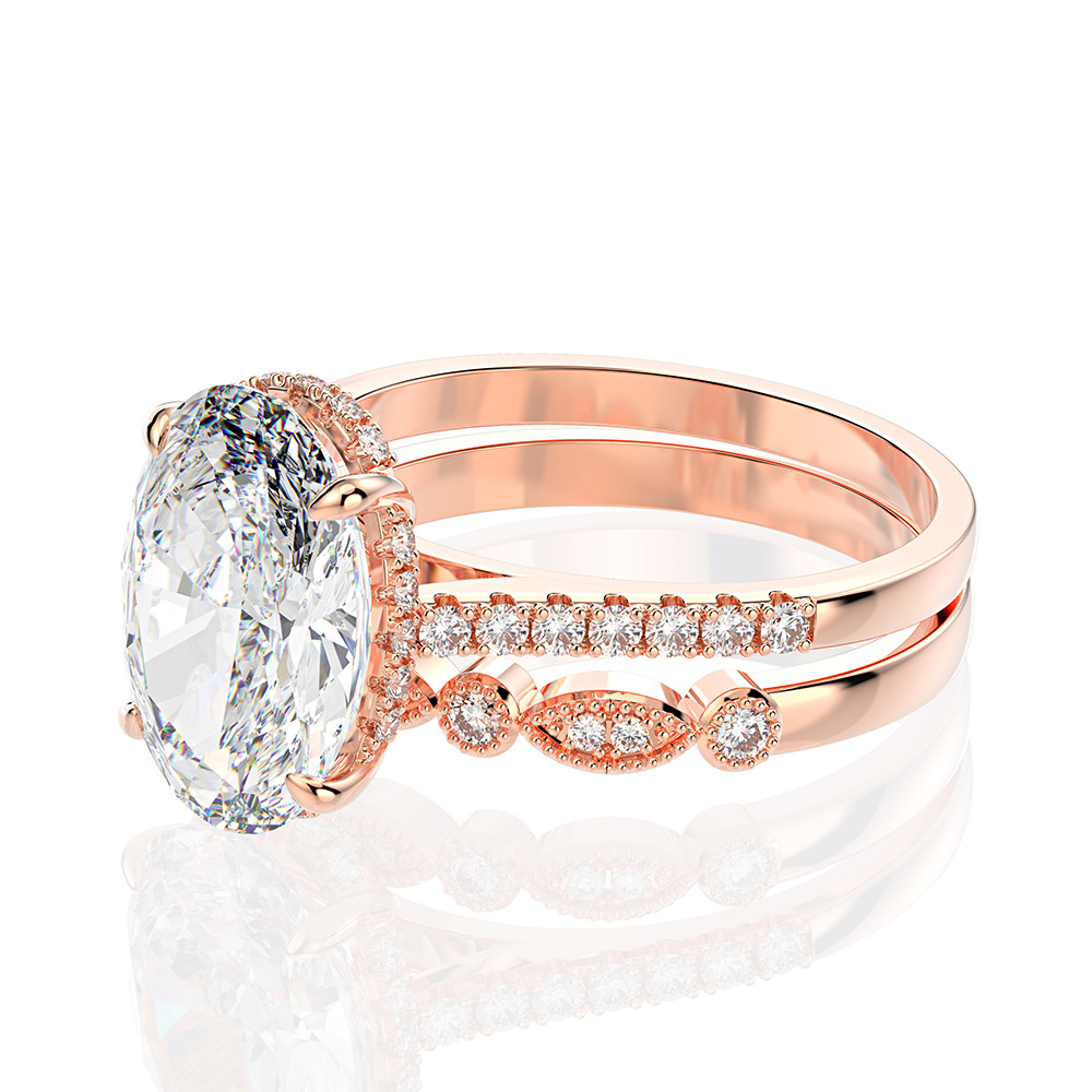 5Ct Stunning Oval Cut Wedding Set In Sterling Silver