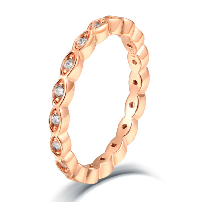 Beading Marquise Silver Rose Gold White Wedding Band