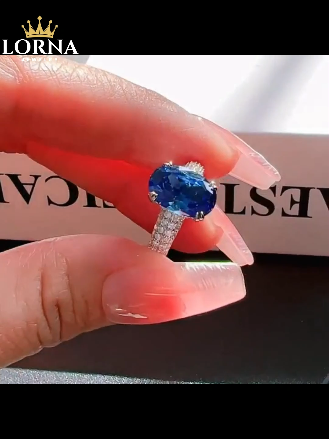 5Ct Oval Blue Gemstone Ring In Sterling Silver