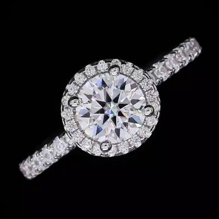 1Ct Moissanite Classic  Round Cut Halo Engagement Ring