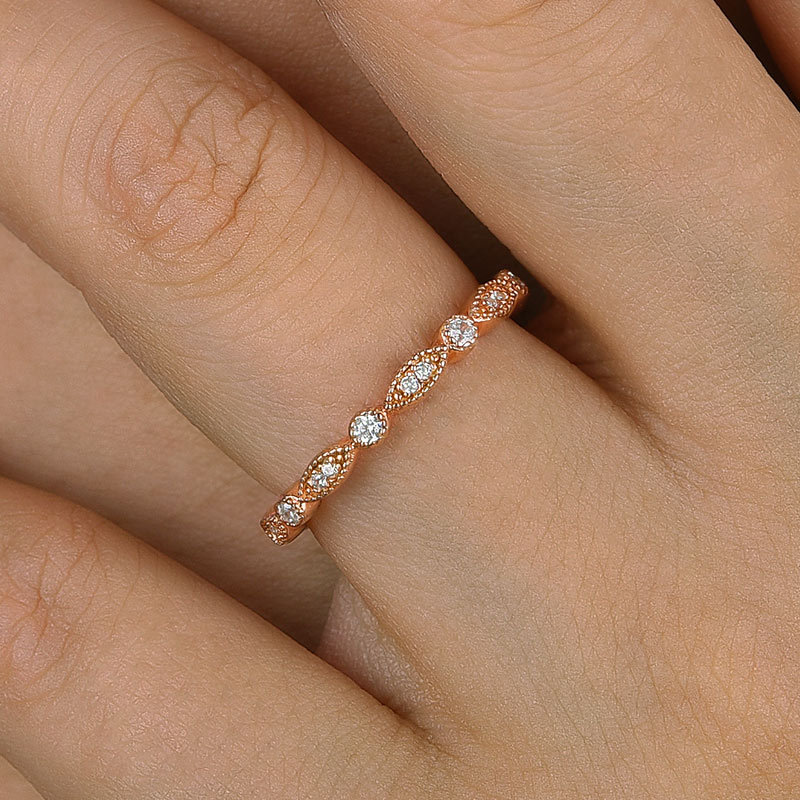 Vintage Full Eternity Art Deco Stacking Women's Wedding Band In Sterling Silver-Sterling Silver-lornajewelry