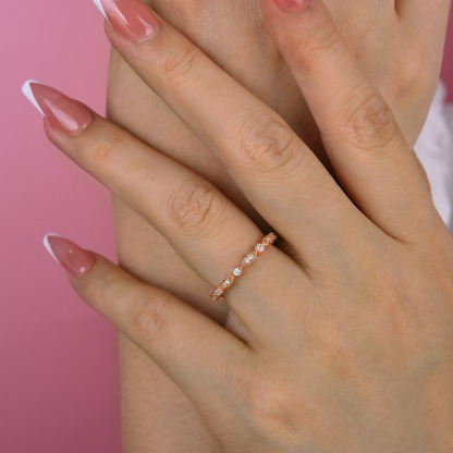 Vintage Full Eternity Art Deco Stacking Women's Wedding Band In Sterling Silver-Sterling Silver-lornajewelry