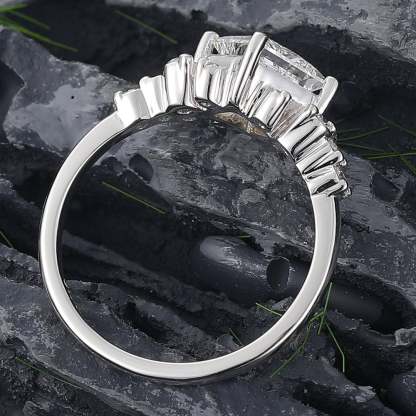 2CT Princess Cut Retro Design Engagement Ring in Sterling Silver