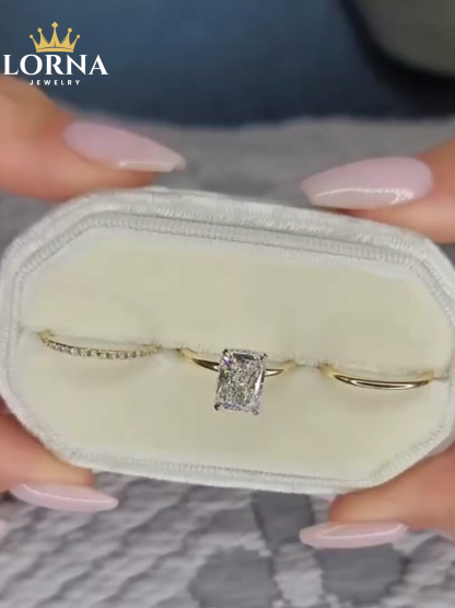 Classic Radiant Cut 3PC Wedding Ring Set
