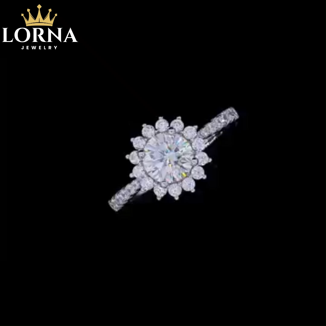 1Ct/2Ct/3Ct Moissanite Fashion Sunflower Pave Engagement Ring