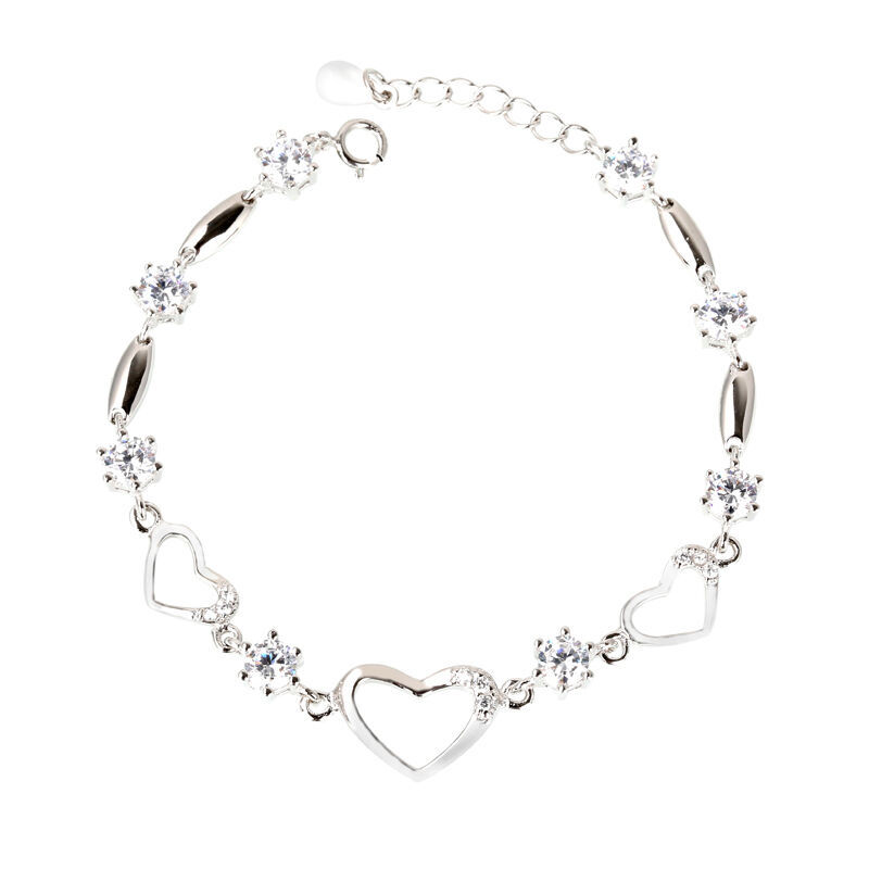 Heart Shape Bracelet In Sterling Silver
