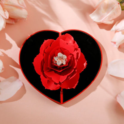 Lornajewelry Heart Shape Rose Flower Ring Box