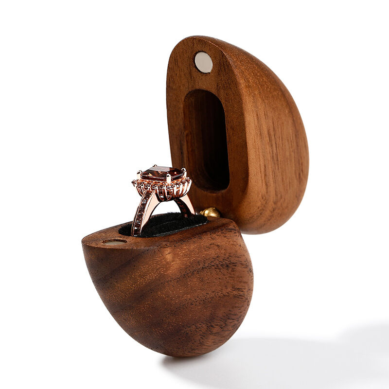 Lornajewelry Vintage Wooden Heart Shape Magnet Ring Box