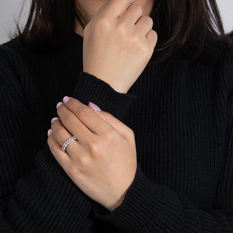 Eternity Stylish Sterling Silver Wedding Band Ring-Sterling Silver-lornajewelry