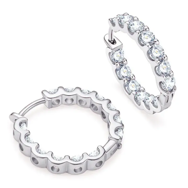 2.6Ct Moissanite Full Pave Huggie Earrings