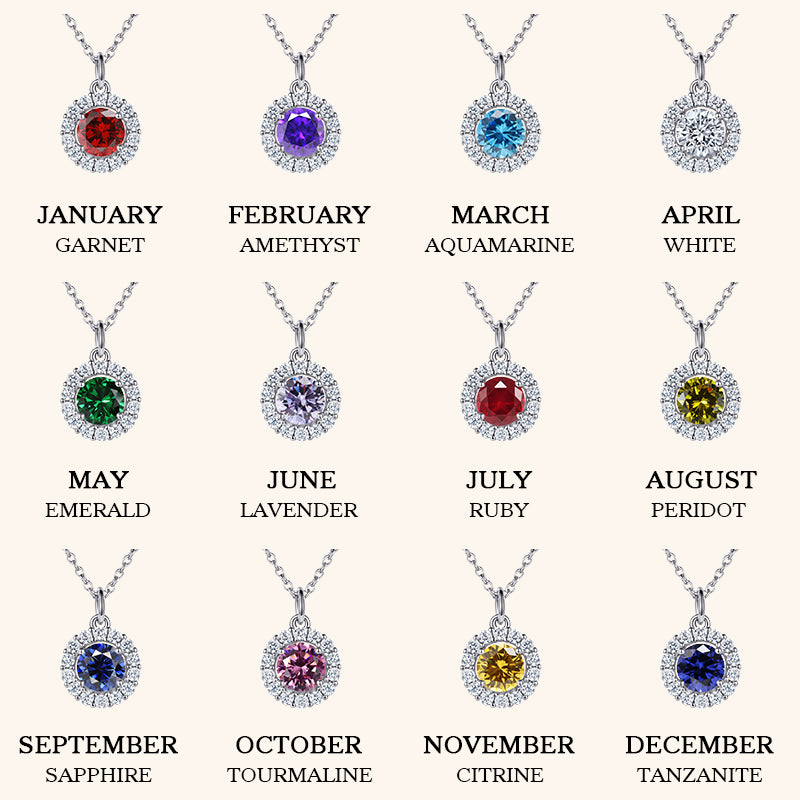 Classic Sterling Silver Birthstone Necklace for Mom-Sterling Silver-lornajewelry