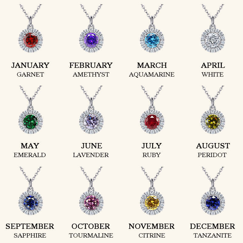 Classic Sterling Silver Birthstone Necklace for Mom-Sterling Silver-lornajewelry