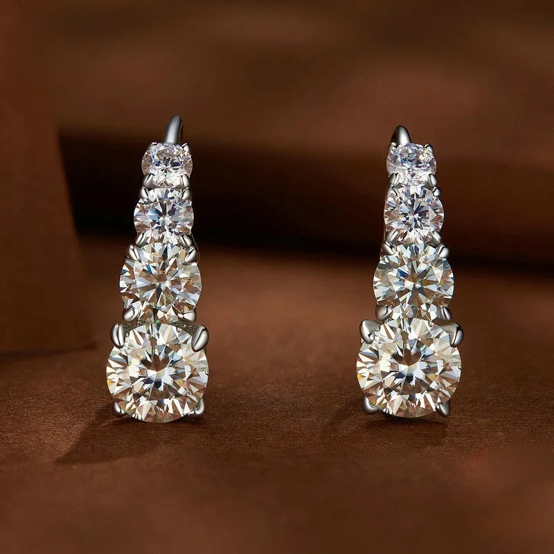 Moissanite Leverback Earrings with Four Stones