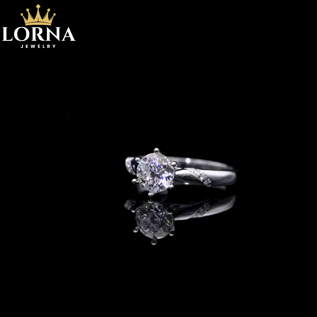 1Ct/2Ct/3Ct Moissanite Series Fashion Six Prong Sterling Silver Engagement Ring