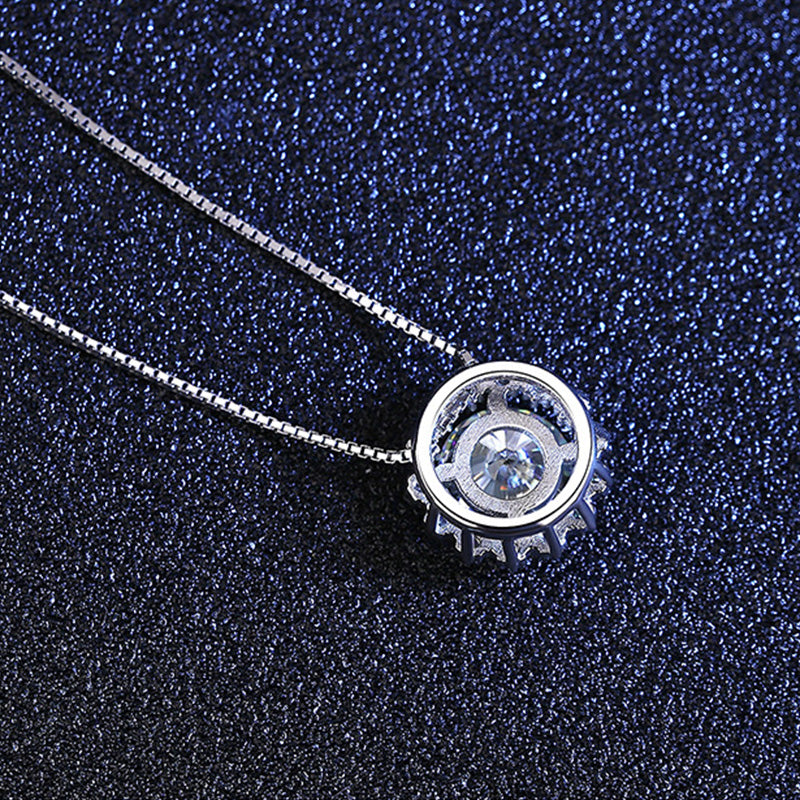 Round Cut Moissanite Snowflake Pendant Female Necklace In Sterling Silver-Sterling Silver-lornajewelry