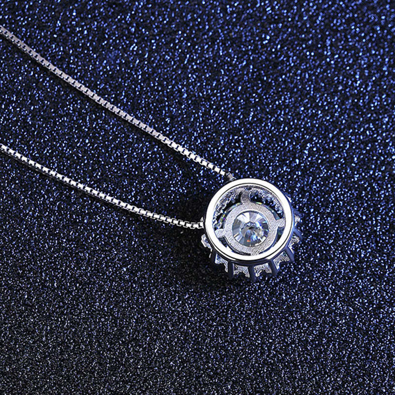 Round Cut Moissanite Snowflake Pendant Female Necklace In Sterling Silver-Sterling Silver-lornajewelry