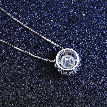 Round Cut Moissanite Snowflake Pendant Female Necklace In Sterling Silver-Sterling Silver-lornajewelry