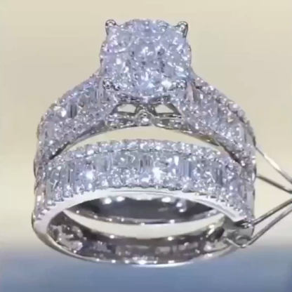 2Ct Stunning Round Cut Sterling Silver Wedding Bridal Set