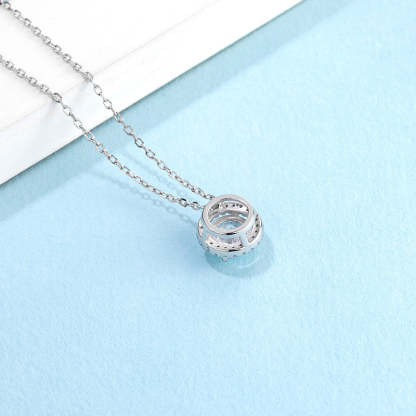 Moissanite  Luxurious Halo 1.0 Carat Round Cut Pendant Necklace-Sterling Silver-lornajewelry