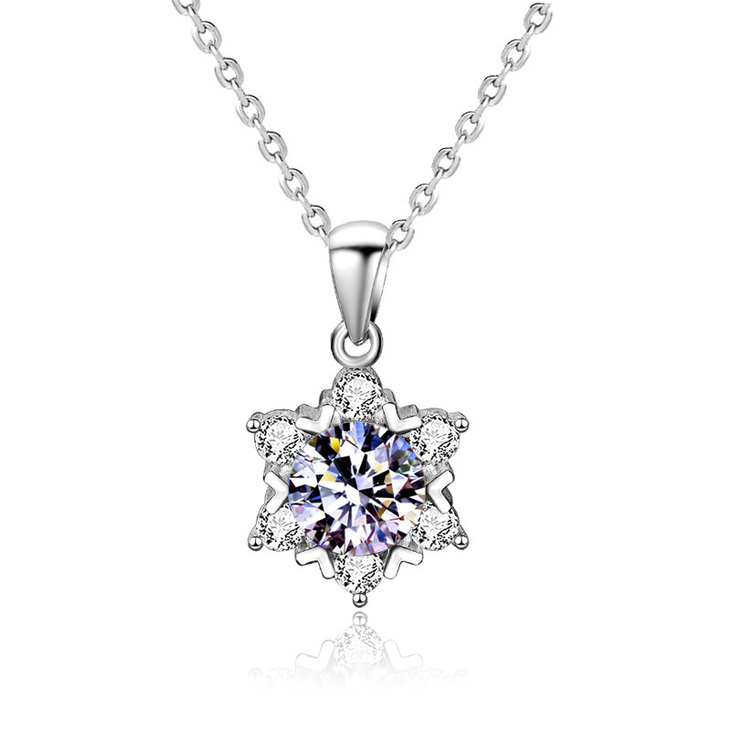 Moissanite Halo Round Cut Pendant Necklace-lornajewelry