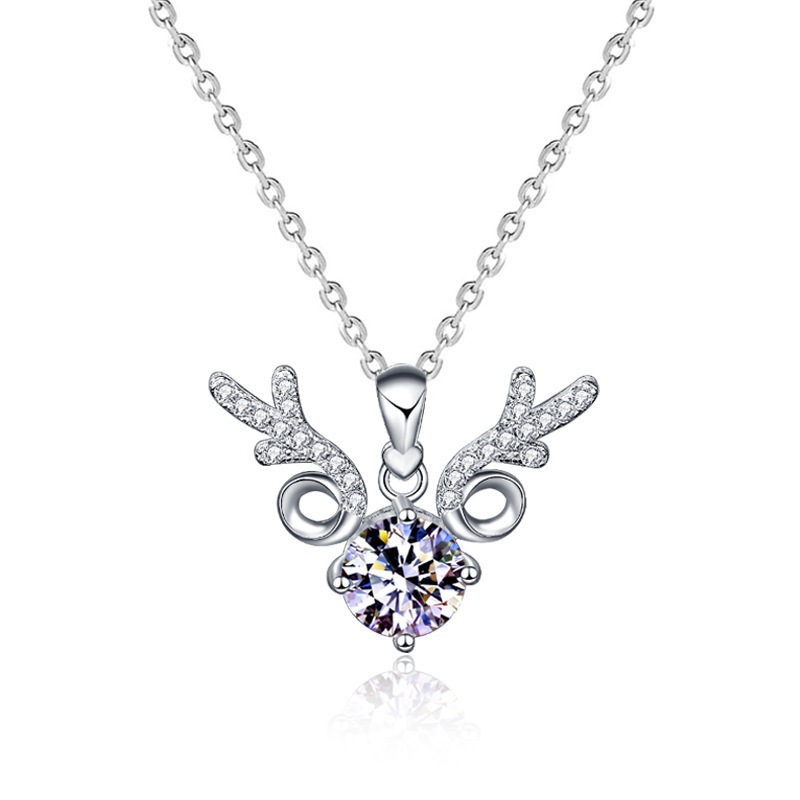 Moissanite Halo Round Cut Pendant Necklace-lornajewelry