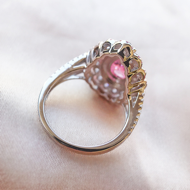 1.2Ct Pink Gemstone Pear Cut Double Halo Ring-Sterling Silver-lornajewelry