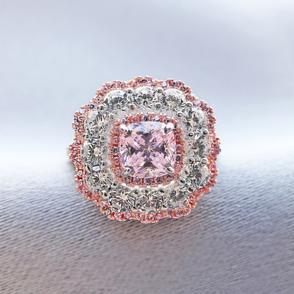2Ct Cushion Cut Double Halo Pink Gemstone Ring-Sterling Silver-lornajewelry