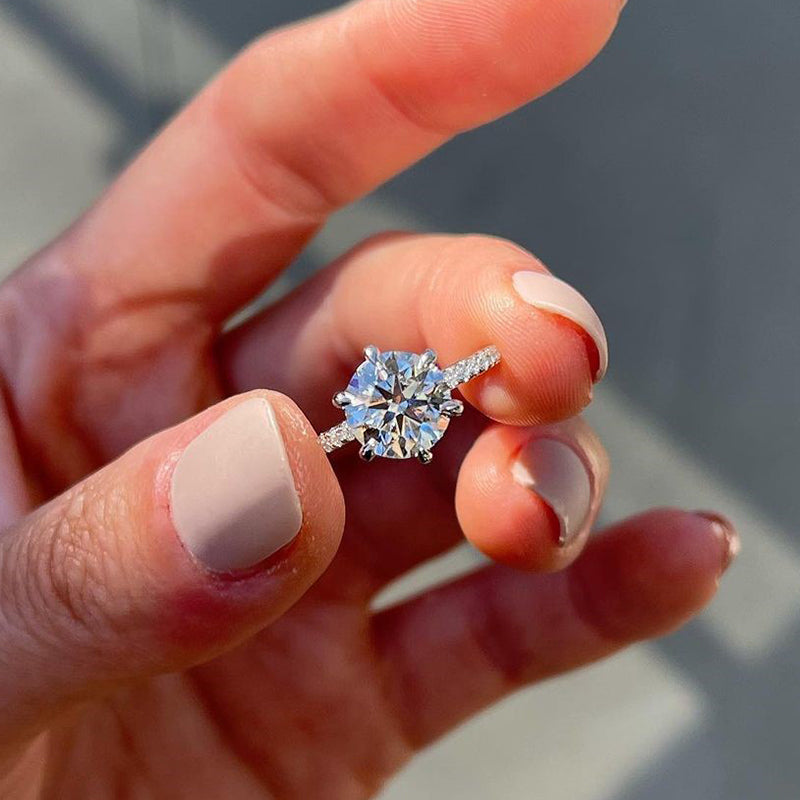 2.5Ct Classic 6 Prong Round Cut s Engagement Ring In Sterling Silver-Sterling Silver-lornajewelry