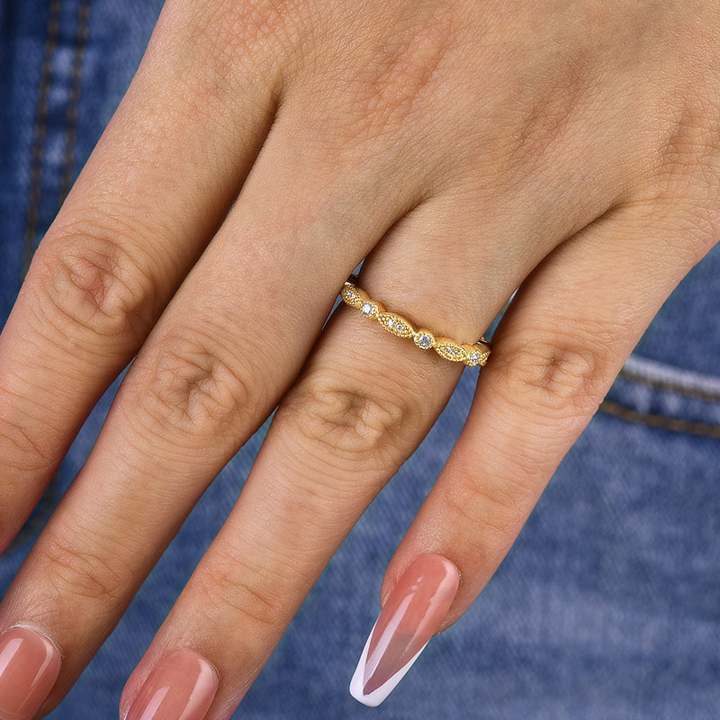 Vintage Full Eternity Art Deco Stacking Women's Wedding Band In Sterling Silver-Sterling Silver-lornajewelry