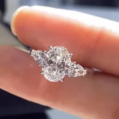 2Ct Moissanite Noble Oval Cut Three Stone Engagement Ring