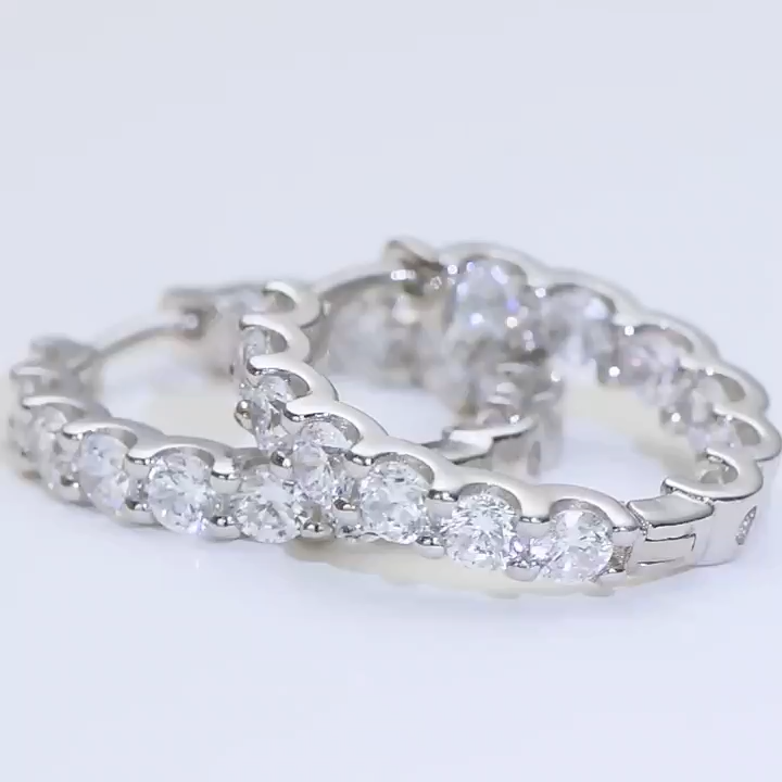 2.6Ct Moissanite Full Pave Huggie Earrings