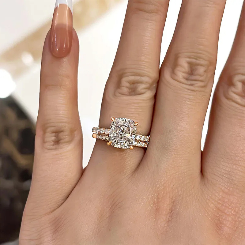 Stunning 3.0 Carat Cushion Cut Wedding Set-Sterling Silver-lornajewelry