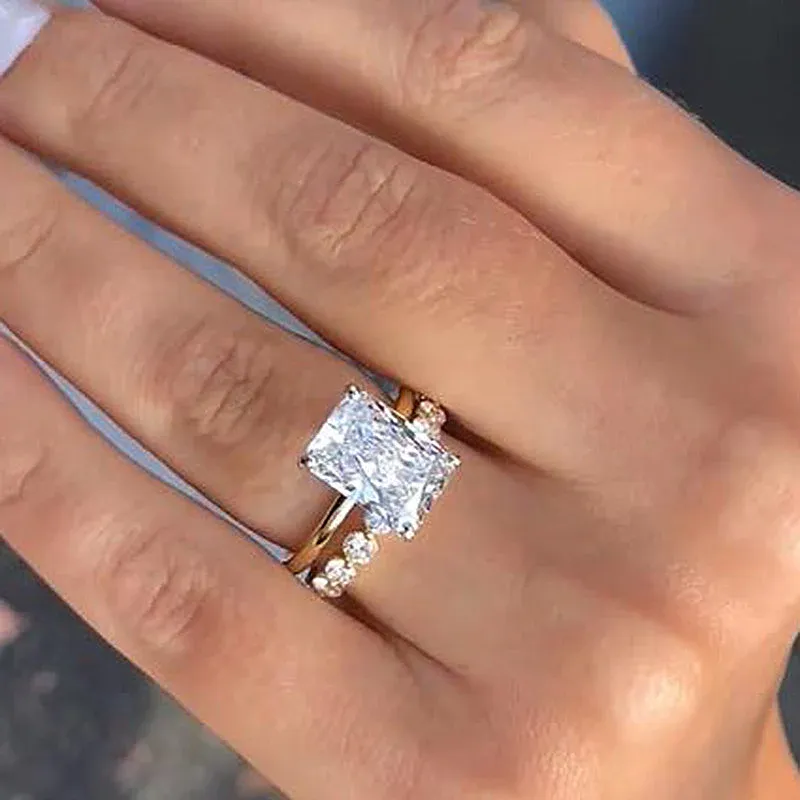 3.5Ct Stunning Radiant Cut Bridal Set In Sterling Silver