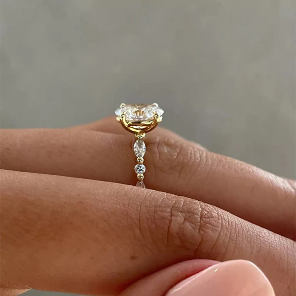 1.5Ct Unique Oval Cut Sterling Silver Engagement Ring